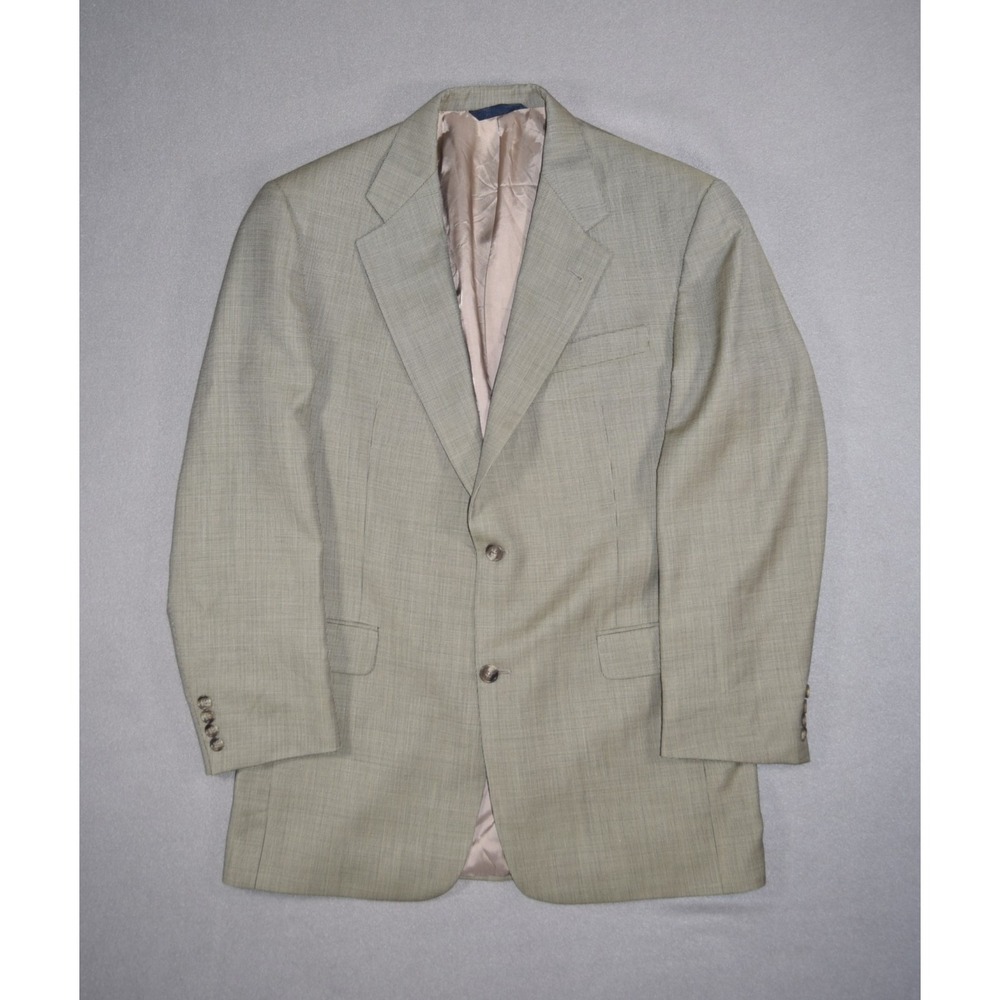 Burberry London Blazer Mens 40L Khaki Wool Suit Jacket Sport Coat Boyds